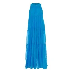 Devotion Twins Lack Long Voile Dress - Cyan