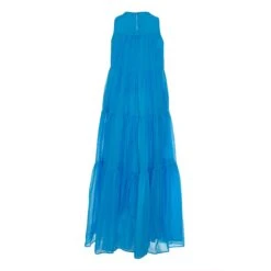Devotion Twins Lack Long Voile Dress - Cyan -Lulu&M 025324G CYAN 2
