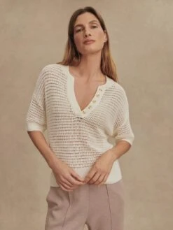 Varley Callie Knit Top - Egret Cream