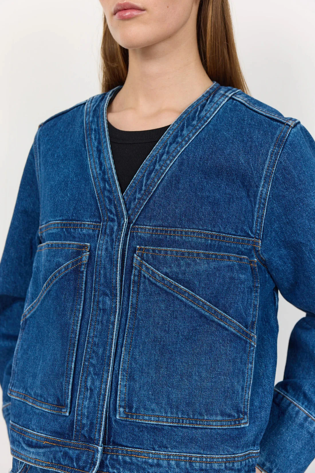 Levete Room Kosa 7 Denim Jacket - Dark Blue 5 Levete Room Kosa 7 Denim Jacket - Dark Blue - Image 3