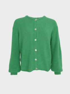 Black Colour Bella Knit Cardigan - Green