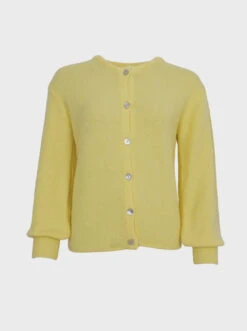 Black Colour Bella Knit Cardigan - Yellow