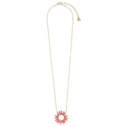 Mishky Fringe Sun Small Necklace - Coral/Gold