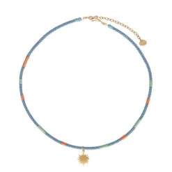 Mishky Golden Sun Necklace - Turquoise/Gold -Lulu&M 13252105512983 GOLDEN SUN N GP XS 12983