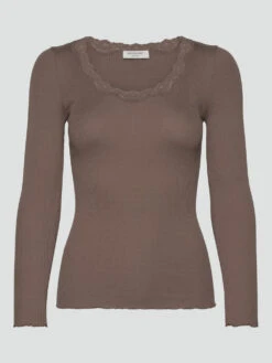 Rosemunde Babette LS U-Neck Lace T-Shirt - Falcon