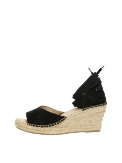Alternative view of Selected Femme Eva Suede Wedge Espadrille - Black