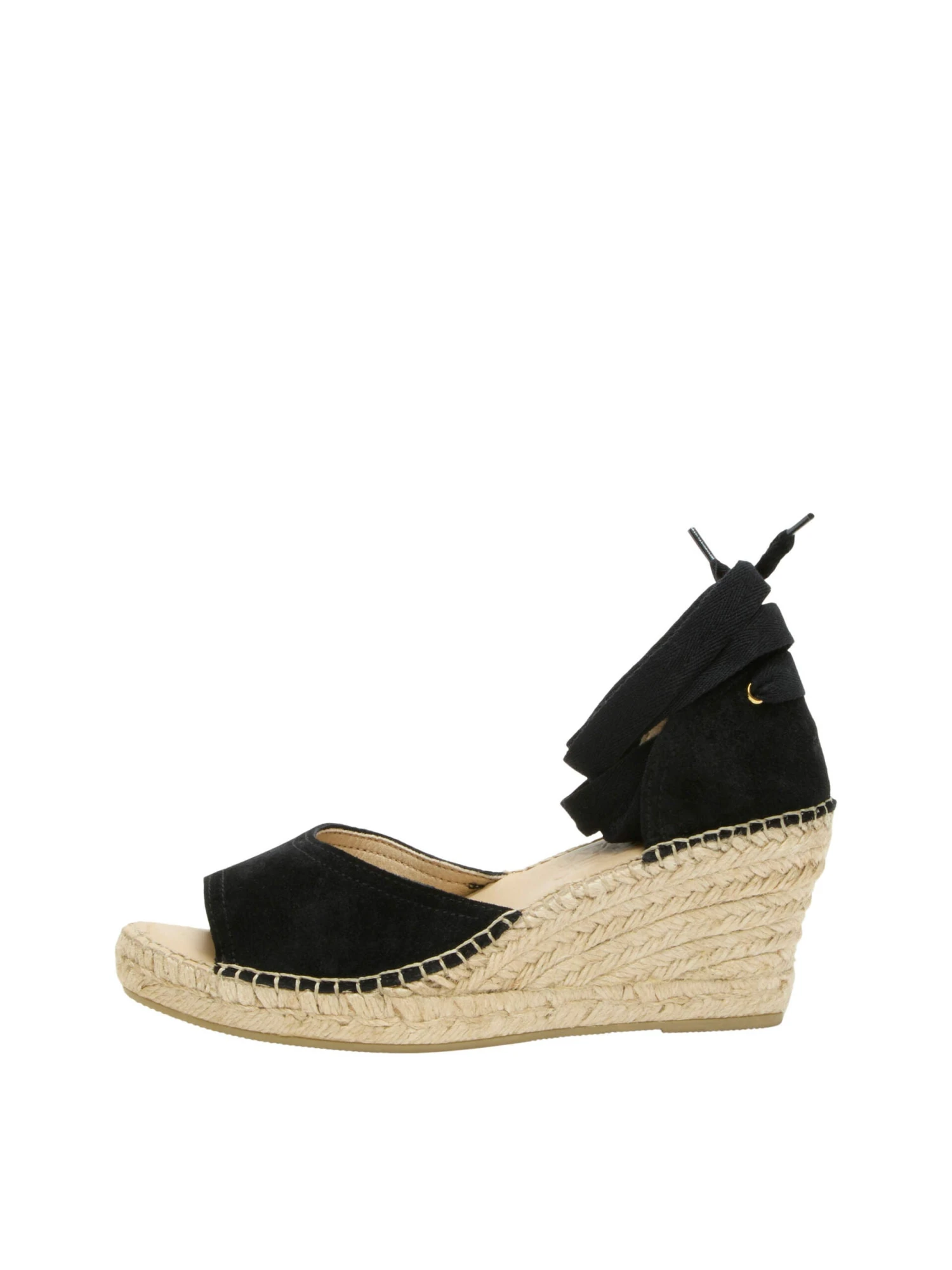 Selected Femme Eva Suede Wedge Espadrille - Black 4 Selected Femme Eva Suede Wedge Espadrille - Black - Image 2