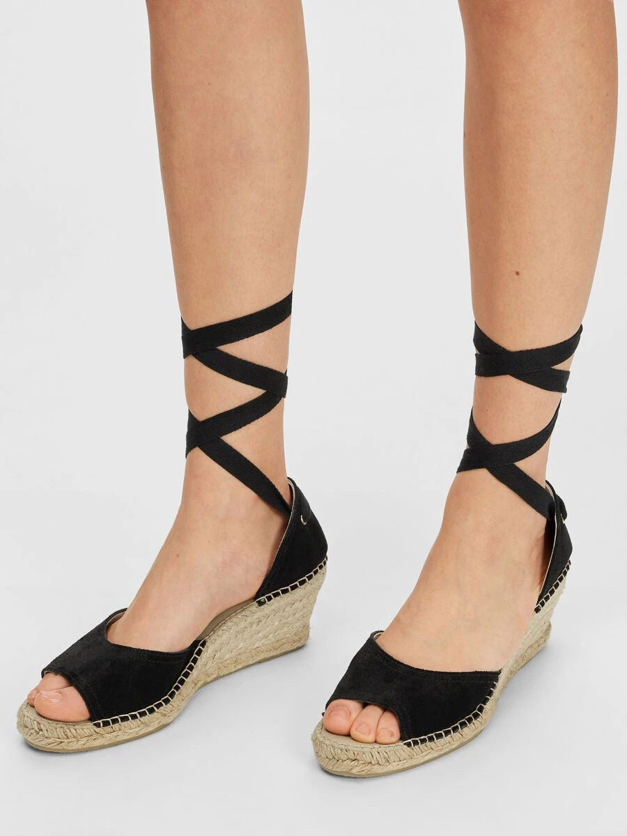Selected Femme Eva Suede Wedge Espadrille - Black 3 Selected Femme Eva Suede Wedge Espadrille - Black