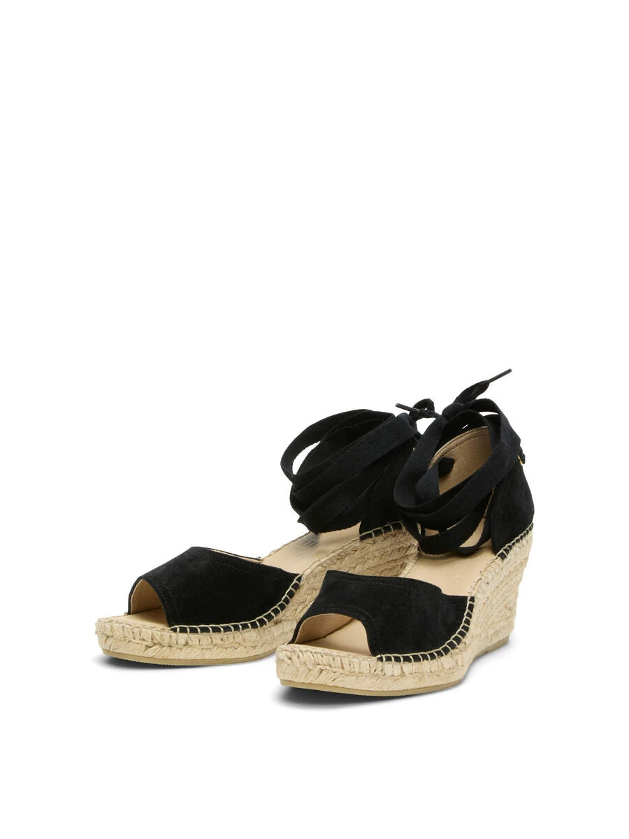 Selected Femme Eva Suede Wedge Espadrille - Black 6 Selected Femme Eva Suede Wedge Espadrille - Black - Image 4