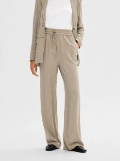 Selected Femme Viva-Gulia Linen Trousers - Greige 10 Selected Femme Viva-Gulia Linen Trousers - Greige -Lulu&M 16089062 Greige 003