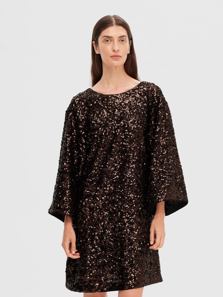 Selected Femme Mallie SS Sequin Dress - Java 4 Selected Femme Mallie SS Sequin Dress - Java - Image 2
