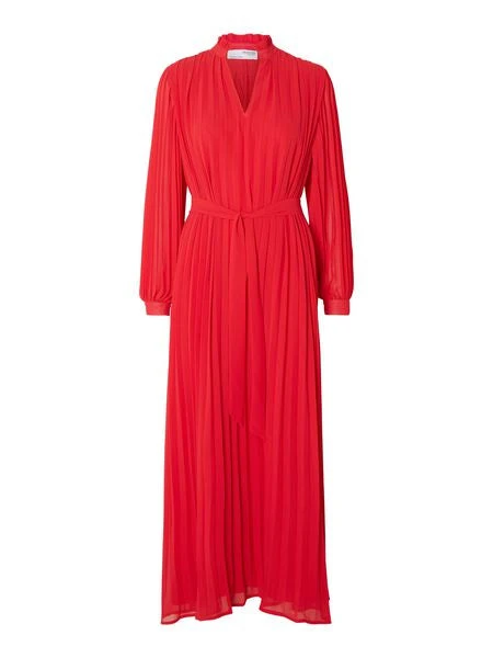 Selected Femme Darcie Pleated Maxi Dress - Ski Patrol Red 3 Selected Femme Darcie Pleated Maxi Dress - Ski Patrol Red