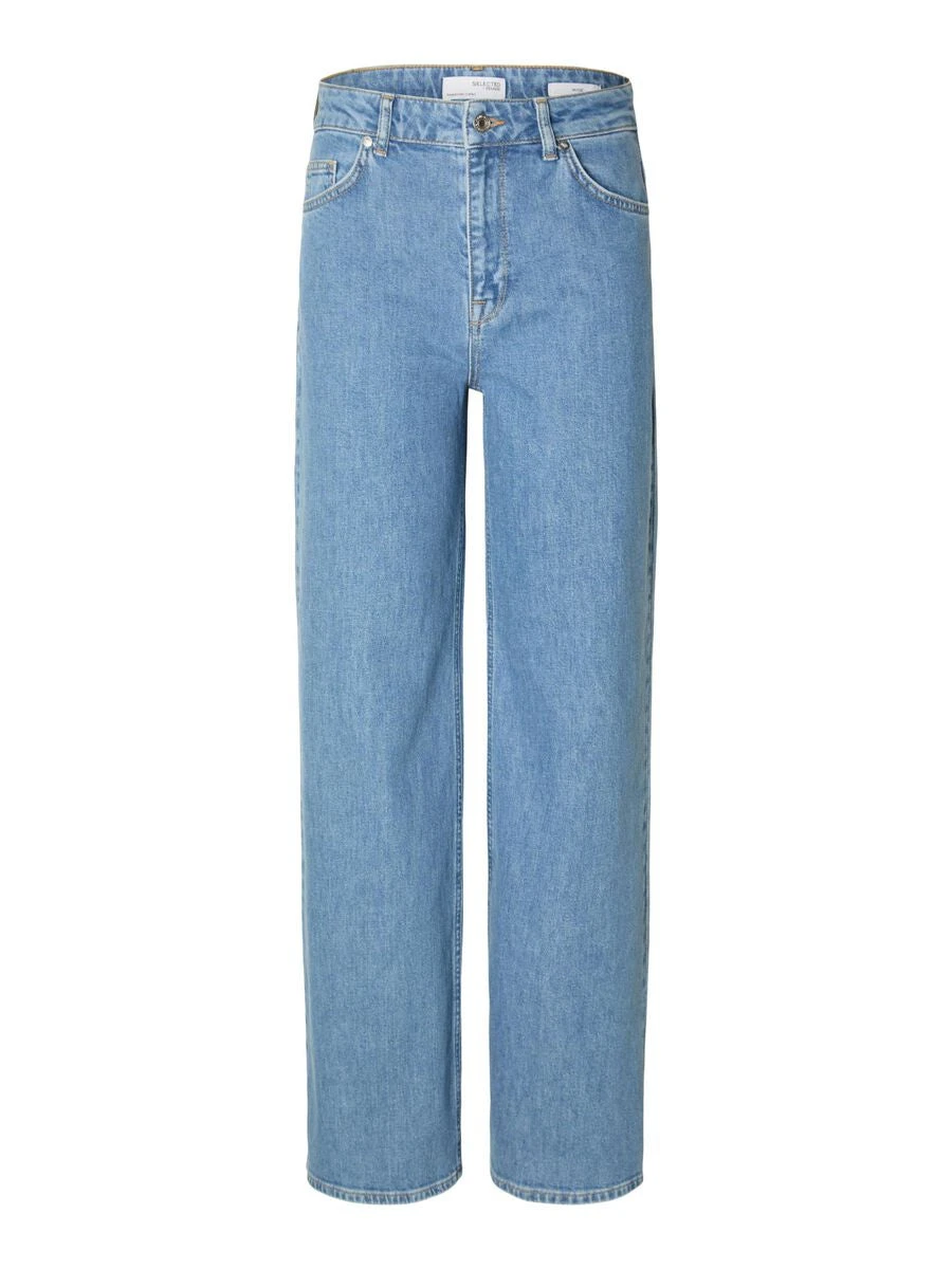 Selected Femme Eloise-Erin High Waist Wide Fit Jeans - Medium Blue 3 Selected Femme Eloise-Erin High Waist Wide Fit Jeans - Medium Blue