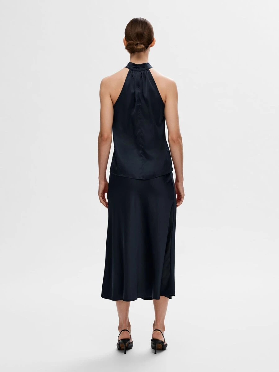 Selected Femme Lena-Rachelle Halter Neck Top - Dark Sapphire 5 Selected Femme Lena-Rachelle Halter Neck Top - Dark Sapphire - Image 3