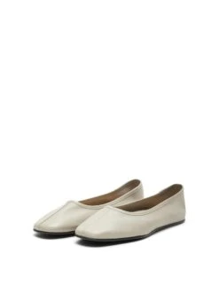 Alternative view of Selected Femme Elia Leather Ballerina Flat Pumps - Greige