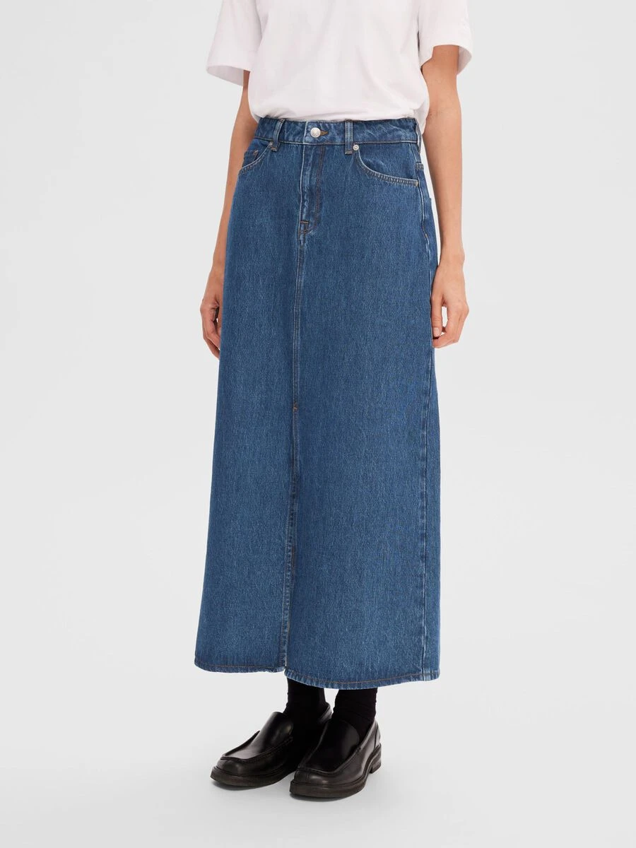 Selected Femme Esther Denim Midi Skirt 4 Selected Femme Esther Denim Midi Skirt - Image 2