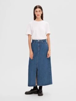 Selected Femme Esther Denim Midi Skirt 11 Selected Femme Esther Denim Midi Skirt -Lulu&M 16092846 MediumBlueDenim 005