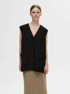 Selected Femme Mika Oversized Waistcoat - Black