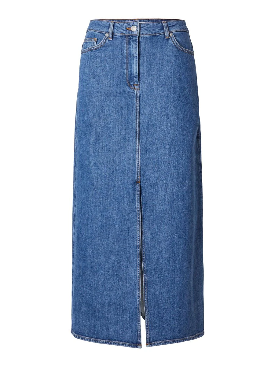 Selected Femme Bella High Waist Maxi Denim Skirt - Marine Blue 4 Selected Femme Bella High Waist Maxi Denim Skirt - Marine Blue - Image 2