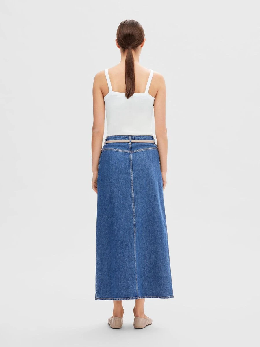 Selected Femme Bella High Waist Maxi Denim Skirt - Marine Blue 6 Selected Femme Bella High Waist Maxi Denim Skirt - Marine Blue - Image 4