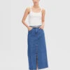 Selected Femme Bella High Waist Maxi Denim Skirt - Marine Blue 1 Selected Femme Bella High Waist Maxi Denim Skirt - Marine Blue -Lulu&M 16093037 MediumBlueDenim 005