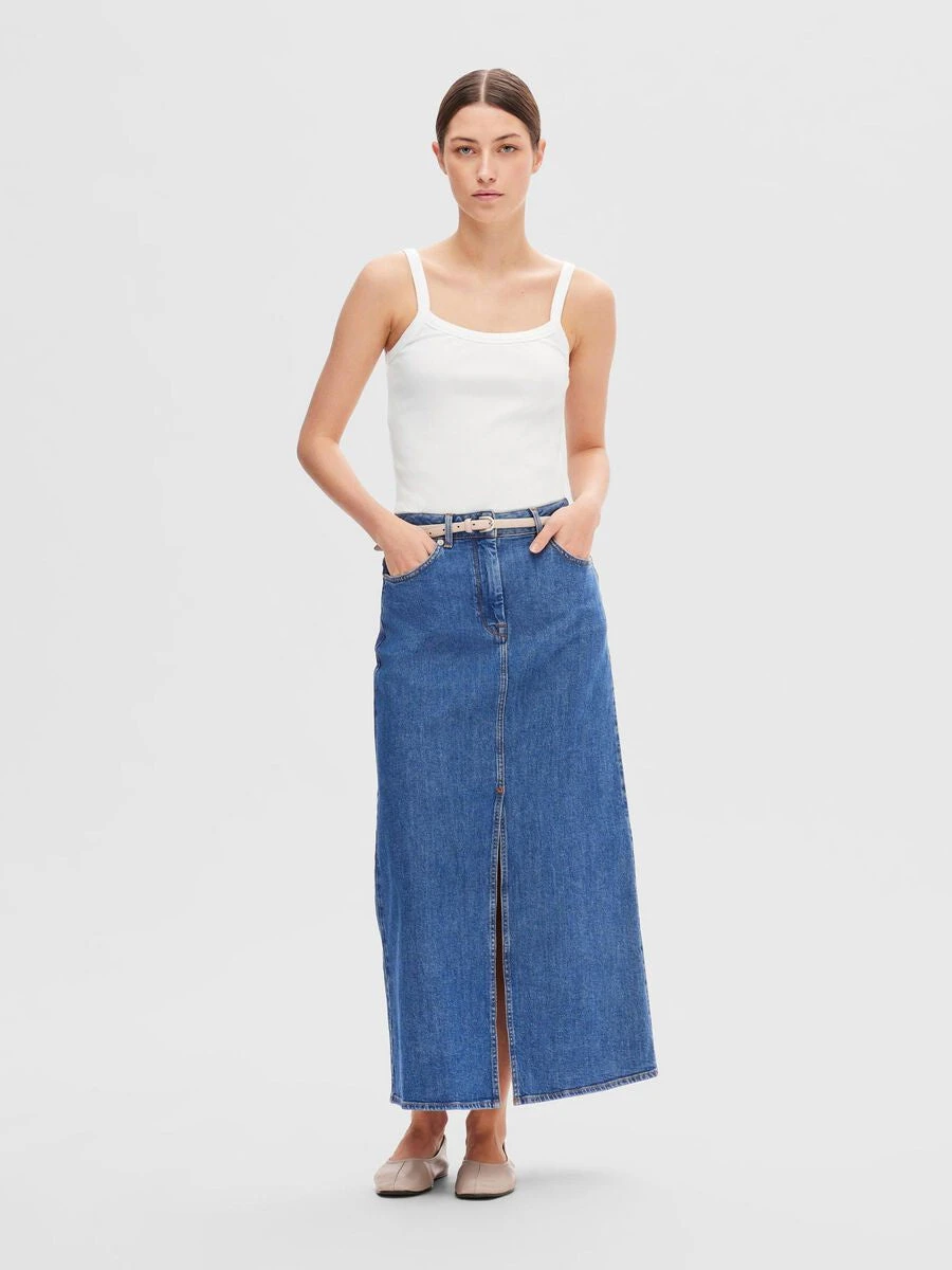 Selected Femme Bella High Waist Maxi Denim Skirt - Marine Blue 3 Selected Femme Bella High Waist Maxi Denim Skirt - Marine Blue