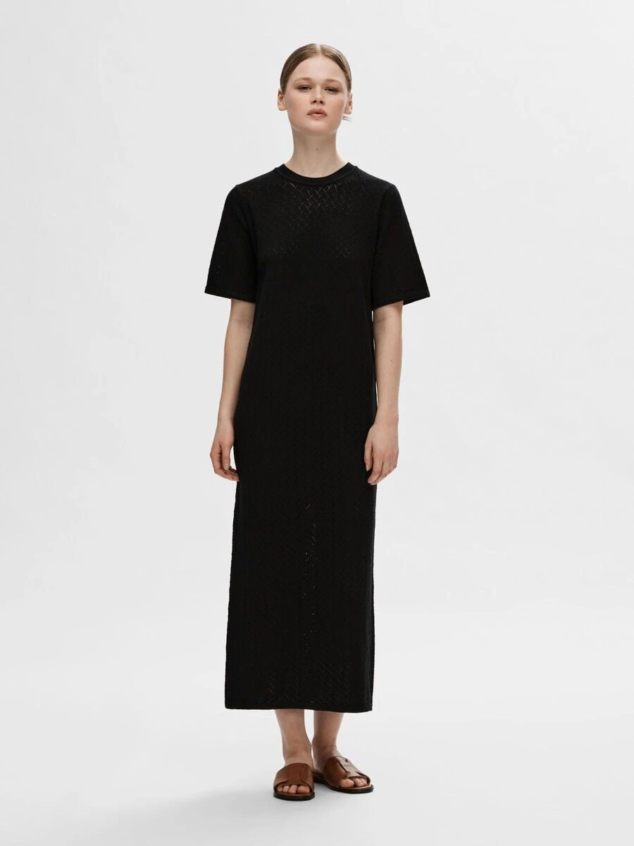 Selected Femme Helena Knitted Midi Dress - Black 3 Selected Femme Helena Knitted Midi Dress - Black
