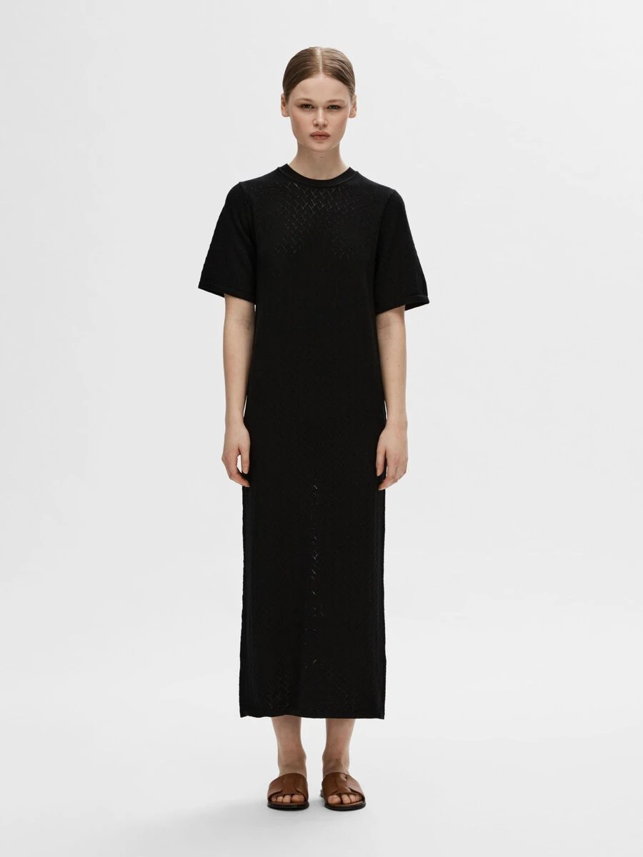 Selected Femme Helena Knitted Midi Dress - Black 5 Selected Femme Helena Knitted Midi Dress - Black - Image 3