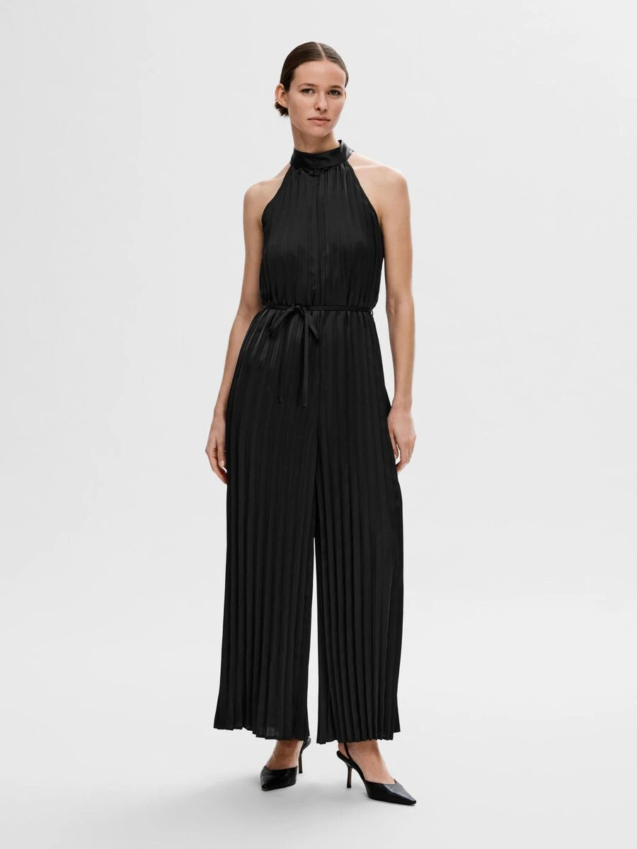 Selected Femme Zenia Plisse Pleated Jumpsuit - Black 3 Selected Femme Zenia Plisse Pleated Jumpsuit - Black