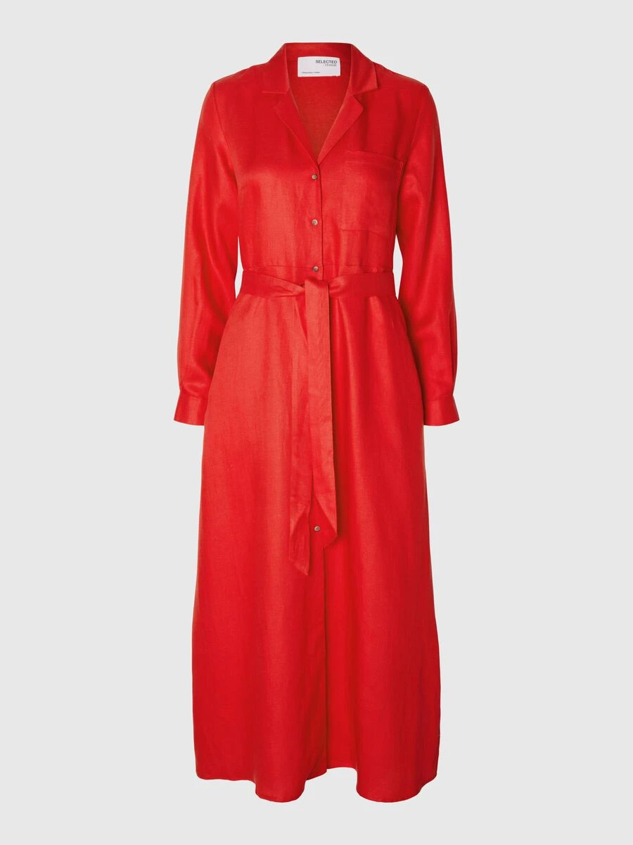 Selected Femme Lyra Maxi Shirt Dress - Flame Scarlet 4 Selected Femme Lyra Maxi Shirt Dress - Flame Scarlet - Image 2