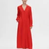 Selected Femme Lyra Maxi Shirt Dress - Flame Scarlet 2 Selected Femme Lyra Maxi Shirt Dress - Flame Scarlet -Lulu&M 16093094 FlameScarlet 003