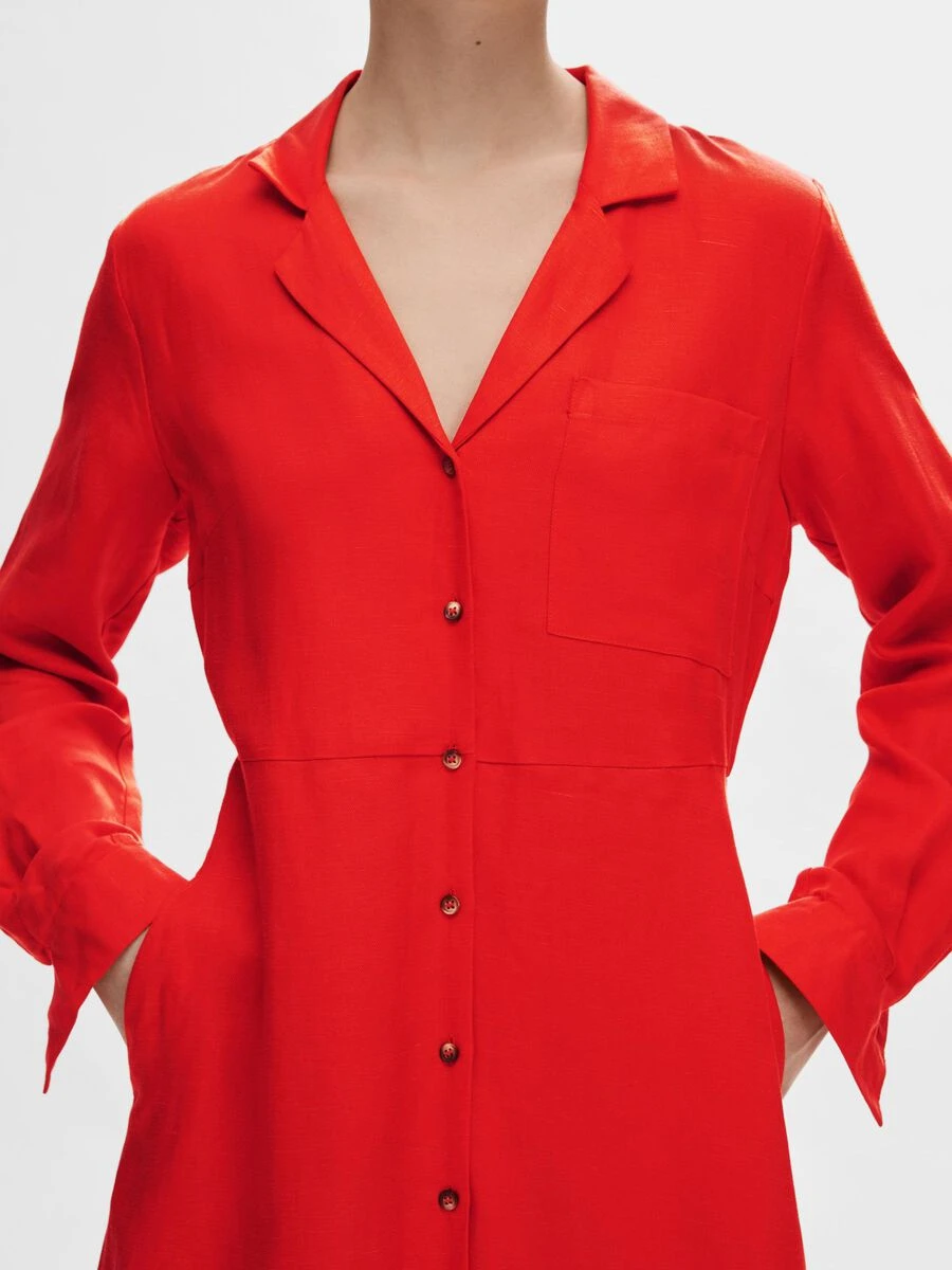 Selected Femme Lyra Maxi Shirt Dress - Flame Scarlet 7 Selected Femme Lyra Maxi Shirt Dress - Flame Scarlet - Image 5