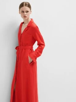 Selected Femme Lyra Maxi Shirt Dress - Flame Scarlet 13 Selected Femme Lyra Maxi Shirt Dress - Flame Scarlet -Lulu&M 16093094 FlameScarlet 008