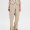Selected Femme Eliana HW Straight Trousers - Humus -Lulu&M 16093138 Humus 003