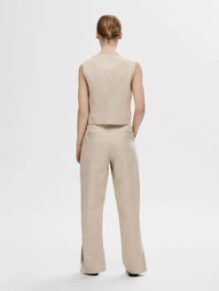 Selected Femme Eliana HW Straight Trousers - Humus 9 Selected Femme Eliana HW Straight Trousers - Humus -Lulu&M 16093138 Humus 004