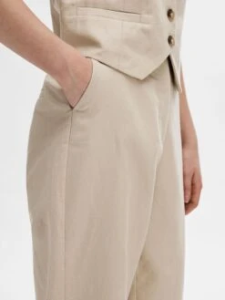Selected Femme Eliana HW Straight Trousers - Humus 11 Selected Femme Eliana HW Straight Trousers - Humus -Lulu&M 16093138 Humus 006