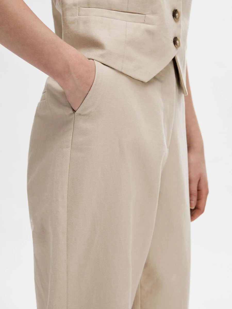 Selected Femme Eliana HW Straight Trousers - Humus 7 Selected Femme Eliana HW Straight Trousers - Humus - Image 5