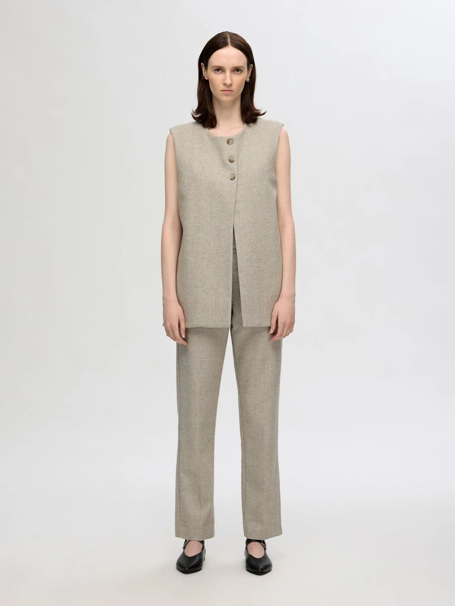 Selected Femme Vivie Straight Leg Trouser - Sandshell/Herringbone 6 Selected Femme Vivie Straight Leg Trouser - Sandshell/Herringbone - Image 4