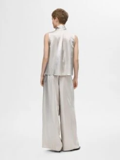 Selected Femme Selene Satin Bow Neck Top - Dove 10 Selected Femme Selene Satin Bow Neck Top - Dove -Lulu&M 16094996 Dove 004