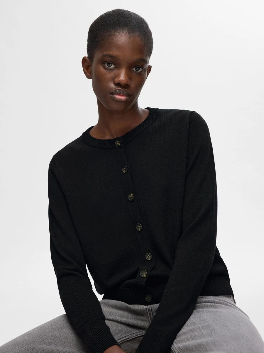 Selected Femme Hella Knit Cardigan - Black 3 Selected Femme Hella Knit Cardigan - Black