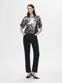 Selected Femme Tania Top - Silver 11 Selected Femme Tania Top - Silver -Lulu&M 16095079 Silver 005