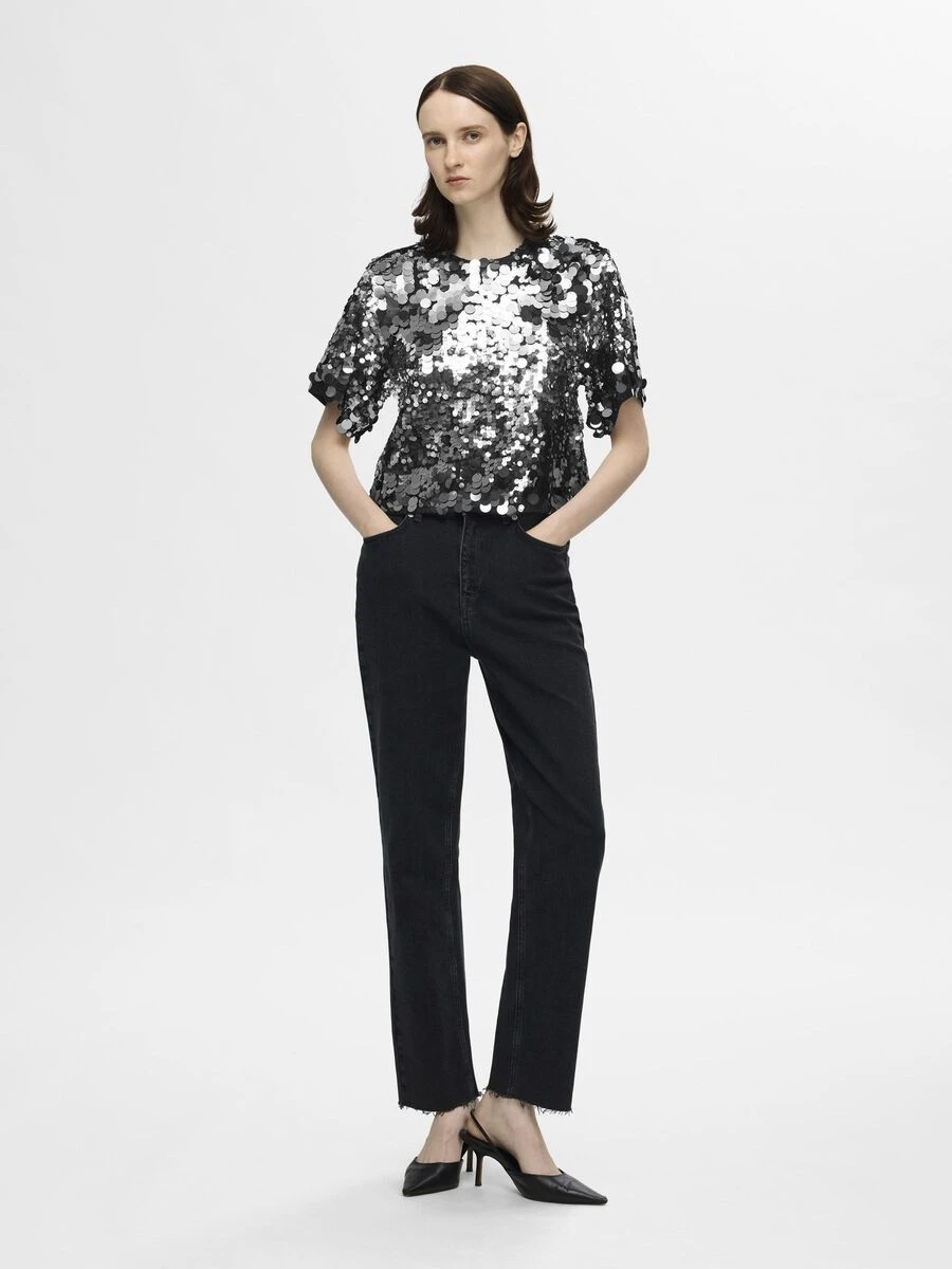 Selected Femme Tania Top - Silver 6 Selected Femme Tania Top - Silver - Image 4