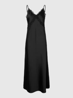 Selected Femme Alena Satin Lace Slip Dress - Black 13 Selected Femme Alena Satin Lace Slip Dress - Black -Lulu&M 16095257 Black 001