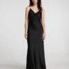 Selected Femme Alena Satin Lace Slip Dress - Black -Lulu&M 16095257 Black 003