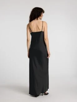 Selected Femme Alena Satin Lace Slip Dress - Black 9 Selected Femme Alena Satin Lace Slip Dress - Black -Lulu&M 16095257 Black 004