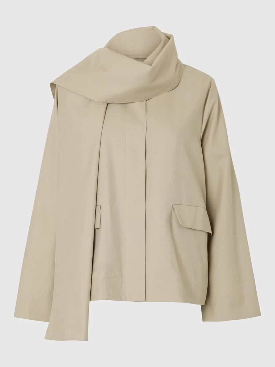 Selected Femme Pamina Scarf Jacket - Island Fossil 3 Selected Femme Pamina Scarf Jacket - Island Fossil