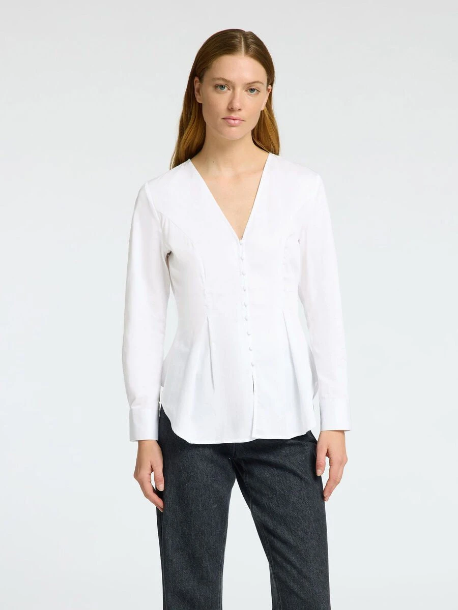 Selected Femme Naja Fitted Buttoned Shirt - White 3 Selected Femme Naja Fitted Buttoned Shirt - White