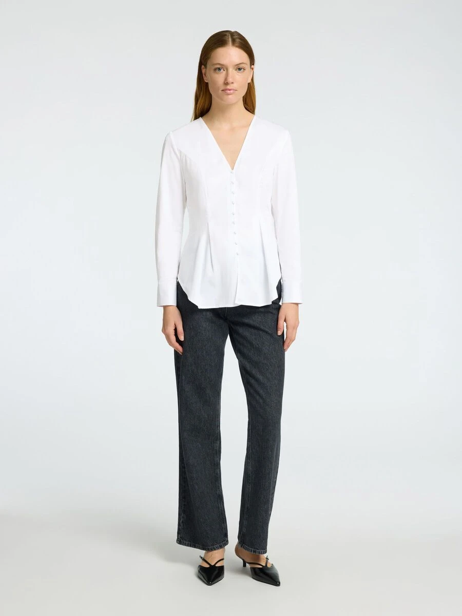 Selected Femme Naja Fitted Buttoned Shirt - White 6 Selected Femme Naja Fitted Buttoned Shirt - White - Image 4