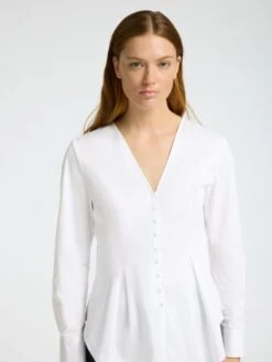Selected Femme Naja Fitted Buttoned Shirt - White 13 Selected Femme Naja Fitted Buttoned Shirt - White -Lulu&M 16096975 BrightWhite 008