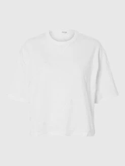 Selected Femme Penny Embroidered T-shirt - Snow White/Birch